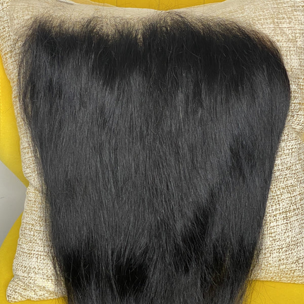Our 100% Cambodian Cashmere Natural Straight 4 X 13 Frontal is great for clients who are looking for a seamless, undetectable, natural-looking finish. Our Frontals are made using a technique that makes the hairline look like it is growing naturally from your own scalp. Frontal Closures are available in length 14" or 16" with a 4 inch by 13-inch lace base. Note: Frontal knots do not come bleached.
