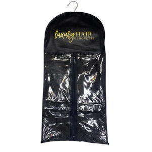 Our LHS wig storage bag will prevent your wigs and/or bundles from collecting dust and allows for them to be stored properly. Our bags come with hangers with the perfect locking mechanism which prevents the wigs/bundles from slipping off the hanger. Our bags also come with a clear “window” so you can see clearly see which item is which.